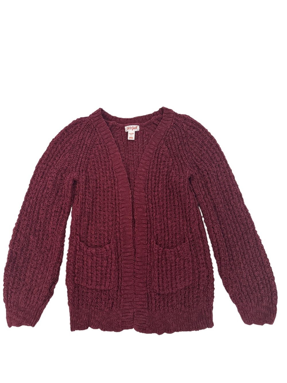 Cozy little girls Open-Front Chunky Knit Cardigan - Burgundy, size 6